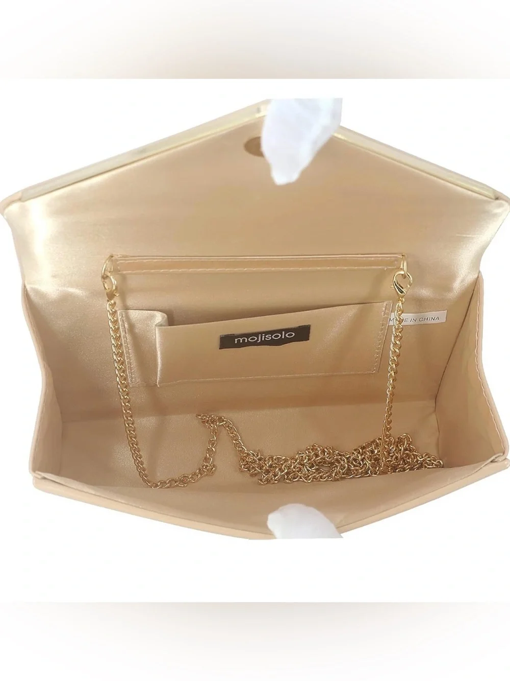 Classic Patent Envelope Clutch Shoulder Bag in Nude - Picture 2 of 3